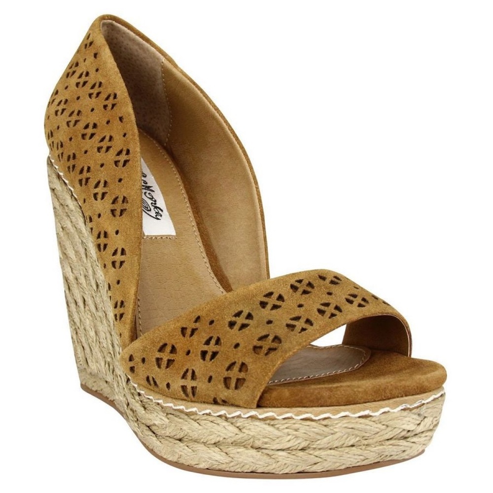 Naughty Monkey Storm Tan Eyelet Wedge